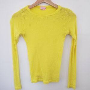 Yellow fishnet eyelet festival top stretch USA